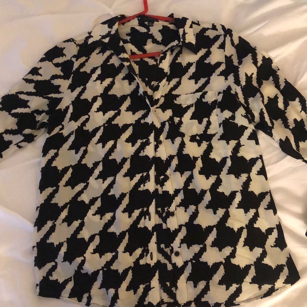 Black and White Button Up Blouse